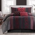 thumbnail image 1 of Lanco Luxury Black Red Comforter Set California King Size , 7 Piece Terry embroidery, All Season Bedding Set, 1 of 8