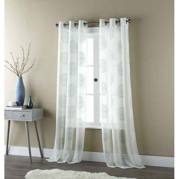 Lanco Melly Window Curtain Panel Sheer Grommet 2 inch Light Mineral