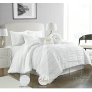 Lanco Merbabe Beach Lifestyle 7-Piece Reversible Bedroom Bedding Comforter Set, Bed Size Queen, White, 100% Polyester Fill