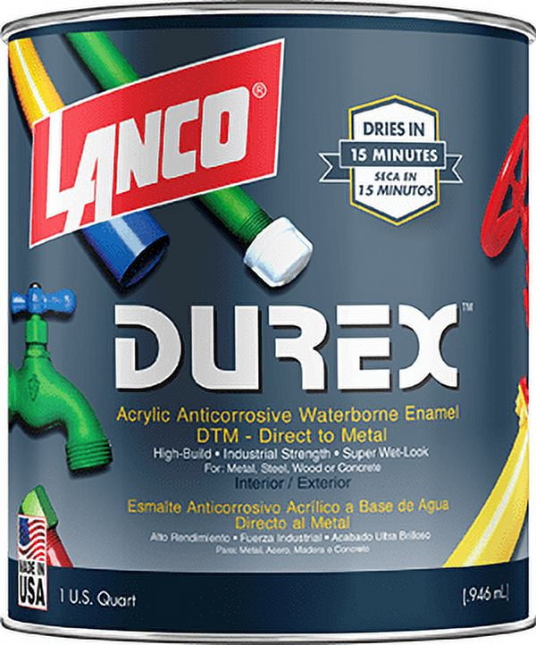 Lanco Durex Interior & Exterior Paint, High- Gloss, Water- Based, Pastel, 1 Quart