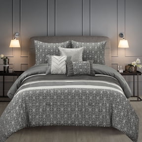 Lanco Mondavi Geometric 6 Piece Comforter Set Grey, Bed Size King, 100% Polyester Fill
