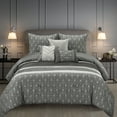 thumbnail image 1 of Lanco Mondavi Geometric 6 Piece Comforter Set Grey, Bed Size Queen, 100% Polyester Fill, 1 of 7