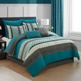 thumbnail image 1 of Lanco Moroccan Peacock/Teal/Turquoise 8-Piece Comforter Set, Grey, California King, Striped/Geometric, 1 of 9