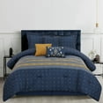 thumbnail image 1 of Lanco Navy Geometric Comforter Set , King Size , 7 Piece Microfiber Print Modern Bedding Set, 1 of 5