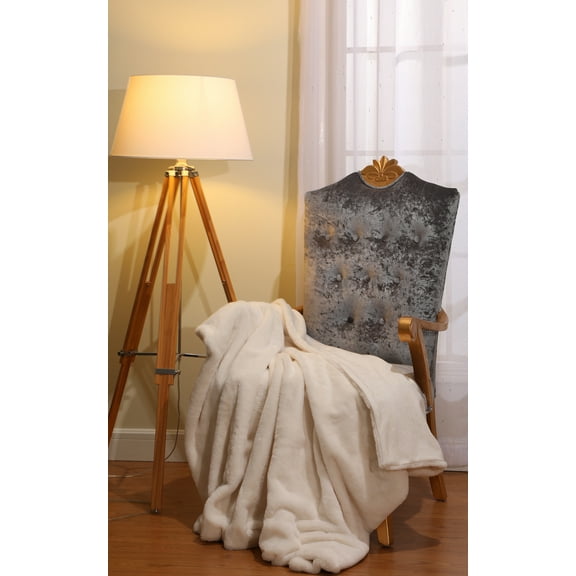 Lanco Patty Throw Blanket, Ivory White, 50x60" Bedroom, Camping, Indoor & Outdoor