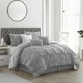 thumbnail image 1 of Lanco Pintuck Embellished 7 Piece Comforter Set Grey Gray Bed Size Queen, 100% Polyester Fill, 1 of 7