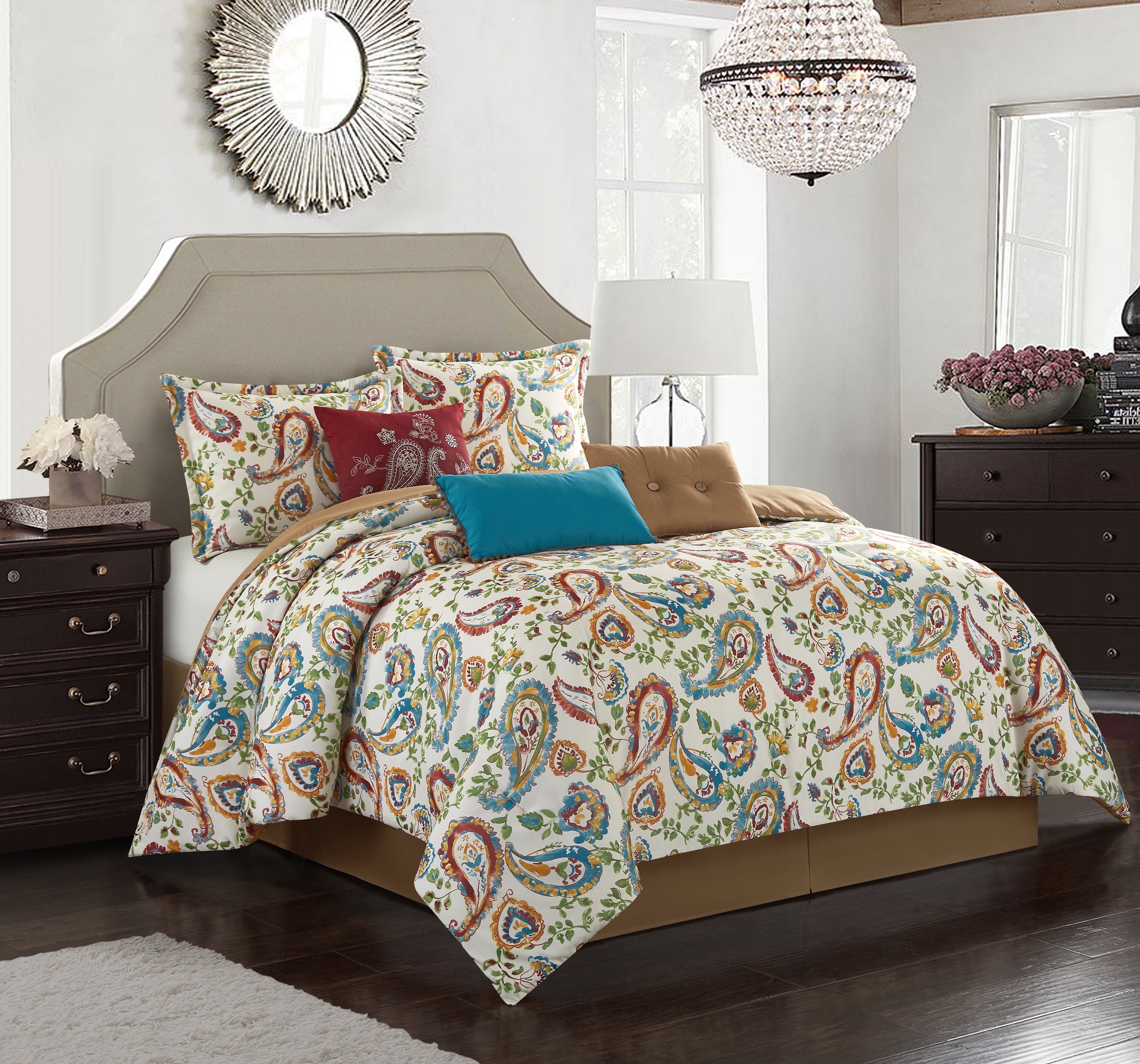 Nanshing America, Inc Autumn Paisley Microfiber Traditional 7 Piece Comforter Set