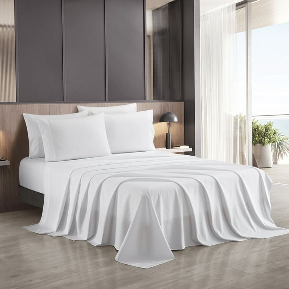 Lanco Premium Luvelle 4 Piece Sheet Set, Bed Size: Twin, 100% Microfiber, Solid Color, White, Soft