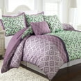 thumbnail image 1 of Lanco Purple Floral 5-Piece Reversible Comforter Set, Lavender, Full/Queen, 100% Polyester Fill, 1 of 2