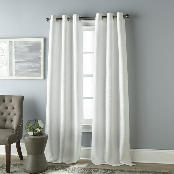 Lanco Rad Light Filtering Grommet, Set of 2 Curtain Panel Pair, Ivory, 2" Header Size, Light Filtering, 37 x 84", 100% Polyester