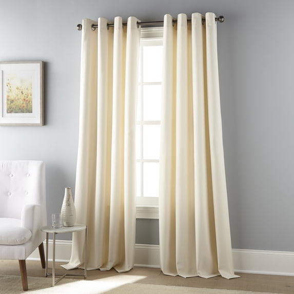 Lanco Royal Solid Blackout Thermal Grommet Single Curtain Panel, Ivory, 1.6", Blackout, 54 x 84"