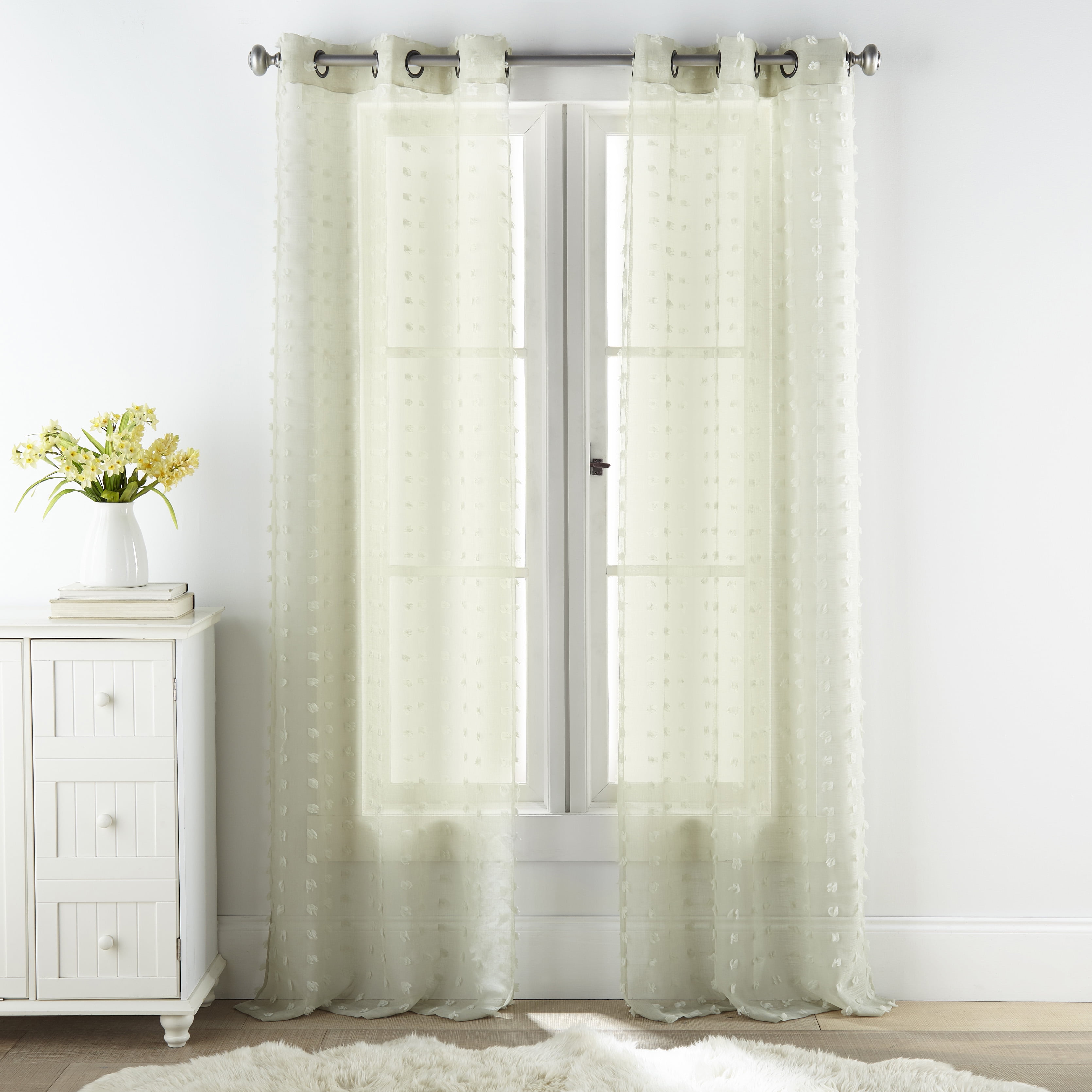 Sage Sheer Polyester Grommet Window Panels, 37" x 84"