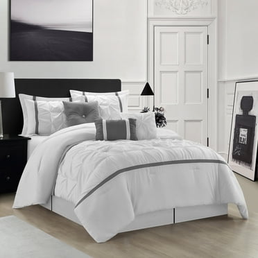 Lanco Selene Shabby 7 Piece Comforter Set , White, King, Fill Polyester, Patchwork