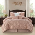 thumbnail image 1 of Lanco Sequoya Serpentine 7 Piece Comforter Set, Blush, King, Fill Polyester, Solid, Ultra Soft, 1 of 7
