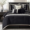 thumbnail image 1 of Lanco Silhouette Rose Floral Black 7-Piece Comforter Set, King, Embroidered, 1 of 7