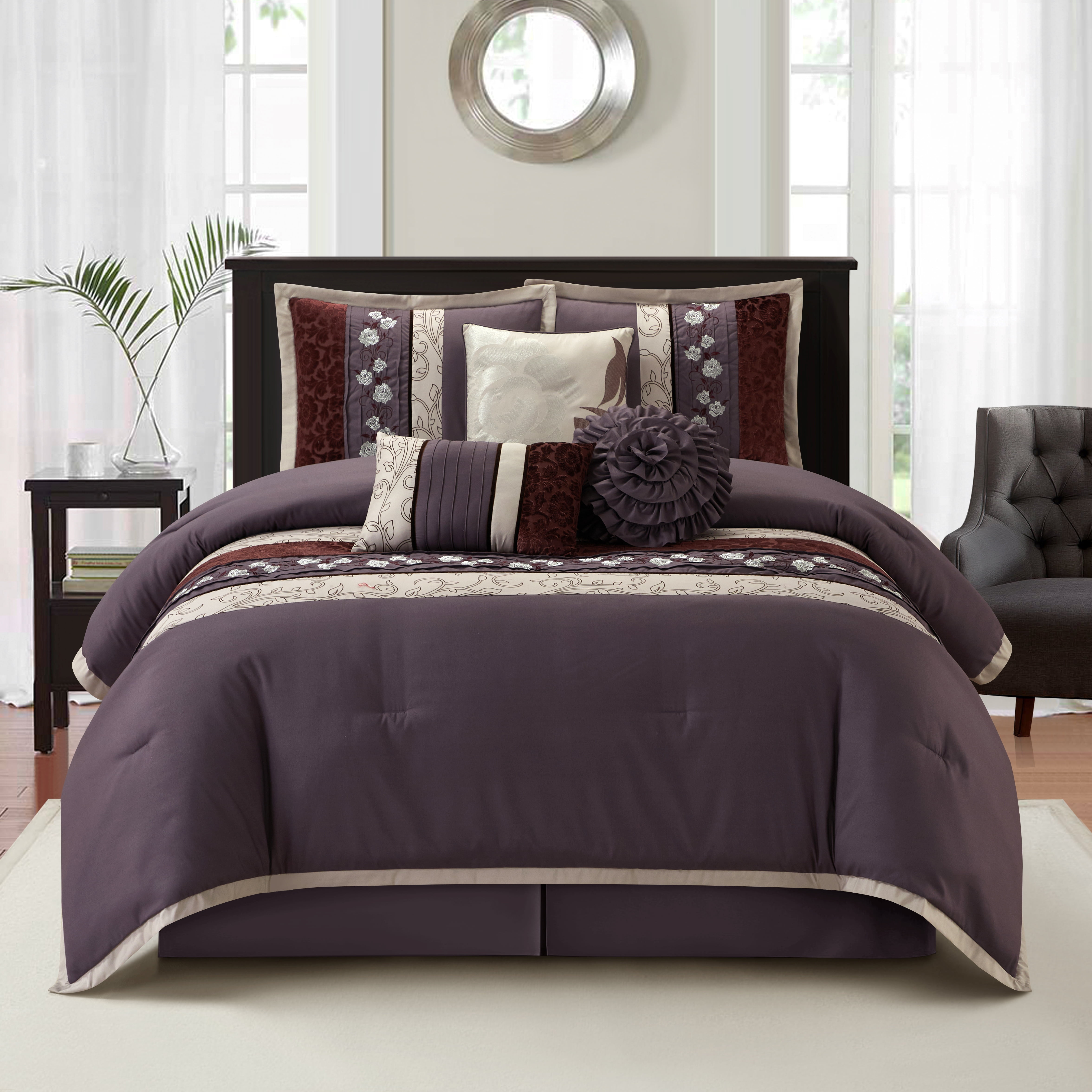 Luxurious Purple King Microfiber Reversible Comforter Set