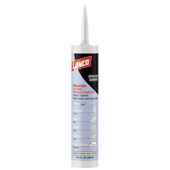 Lanco Siliconizer Elastomeric Crack Filler and Patching , White, 10.1oz Tube