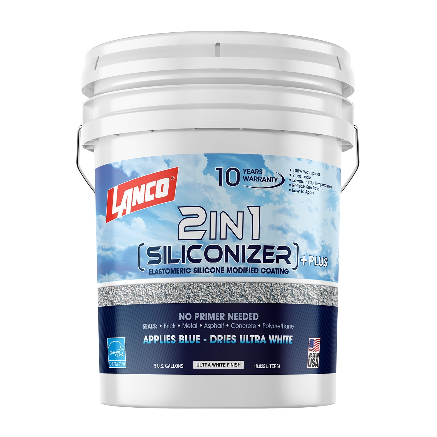 Lanco Siliconizer Plus 2 in 1 White Finish, 5 Gallon