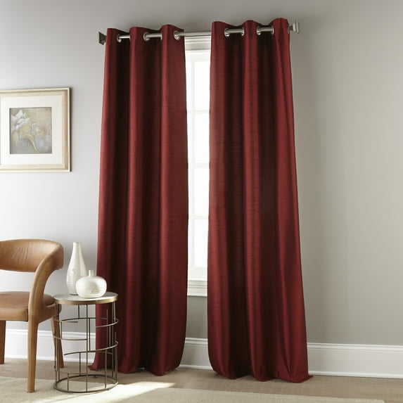 Lanco Silky Solid Room Blackout Thermal Grommet Curtains (Set of 2) Red, Set of 2, Size 37 x 84"