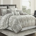 thumbnail image 1 of Lanco Smoke Grey Comforter Set California King Size, 9 Piece Jacquard Floral Bedding Set, All Season, Ultra-Soft, Matching Pillows & Shams, Bed Skirt, 1 of 7