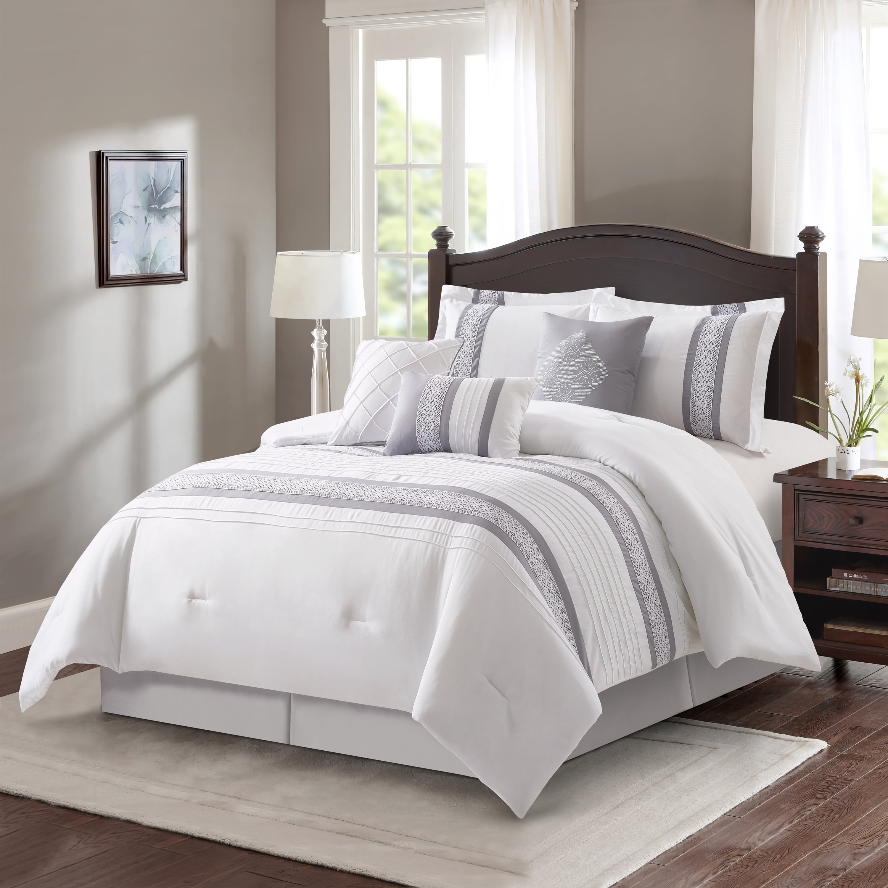 City Scene Triple Diamond White European Sham Pair