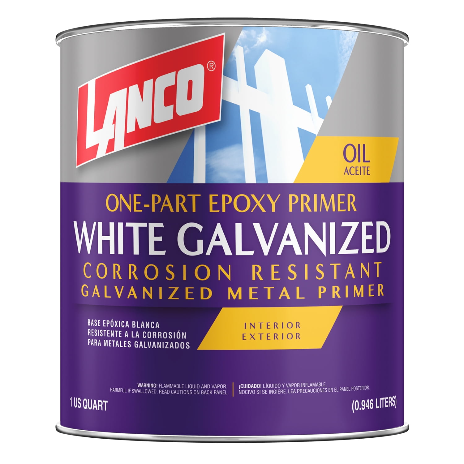 Lanco Super Galvanized Metal Primer White Finish, 1 Quart