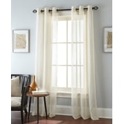 Lanco Suri Sheer Window Curtain Panel with Grommet Top, Ivory, 37 x 84" Set of 2