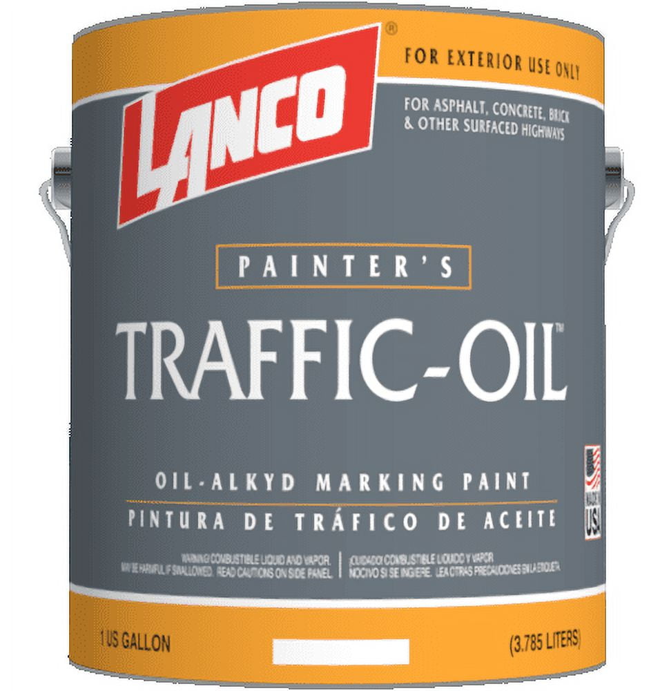 Lanco Traffic Oil White Finish Paint, 1 Gallon - Indoor and Outdoor Use