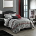 thumbnail image 1 of Lanco Tribal Stripes 6 Piece Comforter Set Grey, Bed Size King, Fill Polyester, Geometric, 1 of 5