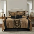 thumbnail image 1 of Lanco Vivica Jacquard 7-Piece Comforter Set, Brown, Full, Fill Polyester, Abstract, 1 of 7
