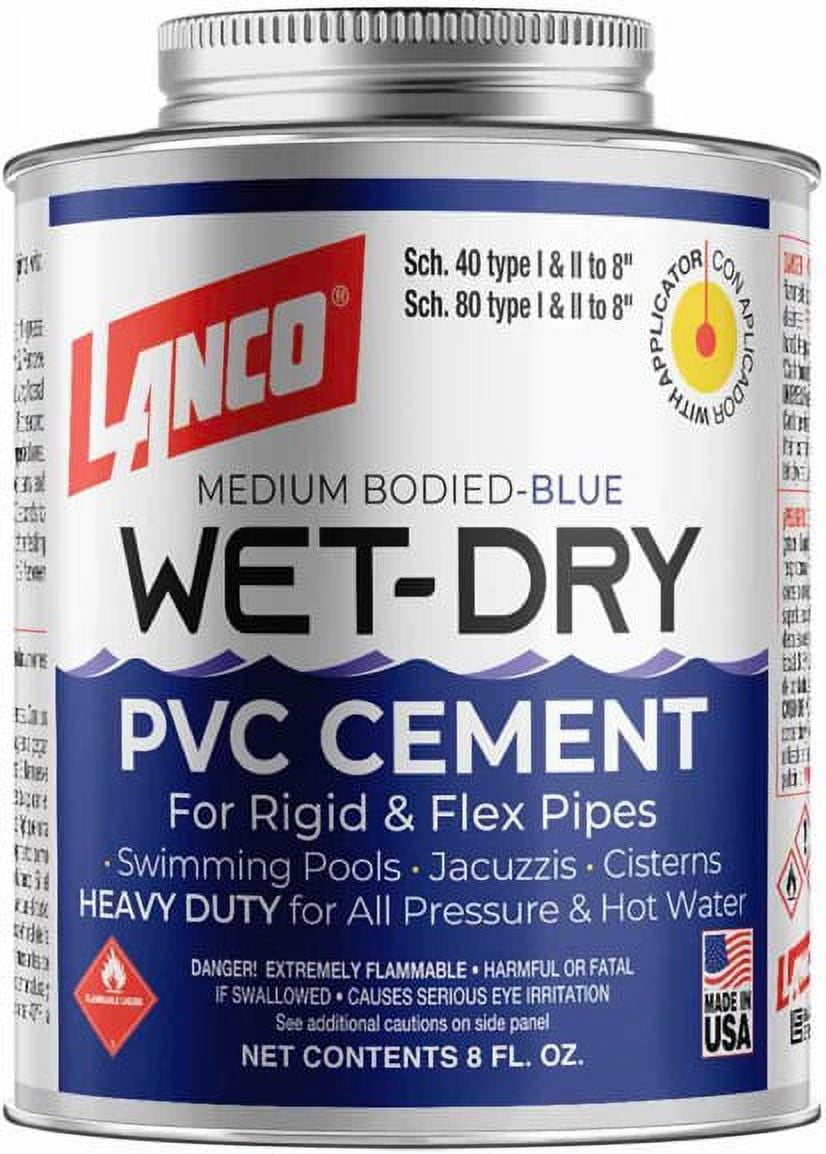 Lanco Wet-dry PVC Cement Blue Finish, 8 Ounce