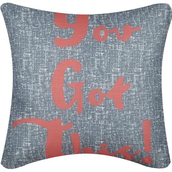 Lanco You Got This Decorative Throw Pillow, Set of 2, 16" x 16", Grey/Coral, Modern Design for Home Decor