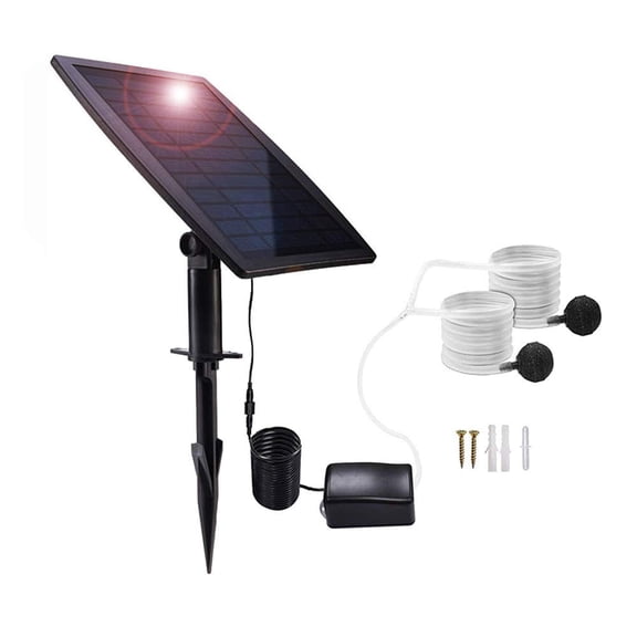 Lancoon Solar Powered Air Pump Kit 2.5W Solar Panel Air Pump Air Hoses and Airing Stones for Garden Fish Tank Pool Fishing Pond MY06