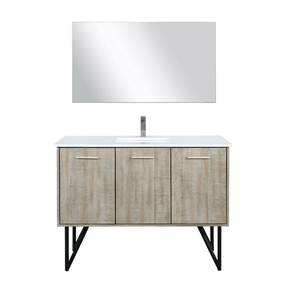 Lancy 48 in W Rustic Acacia Bath Vanity, Cultured Marble Top, Faucet Set and 43 in Mirror