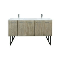 Lancy 60 in W Rustic Acacia Double Bath Vanity, Cultured Marble Top and Chrome Faucet Set