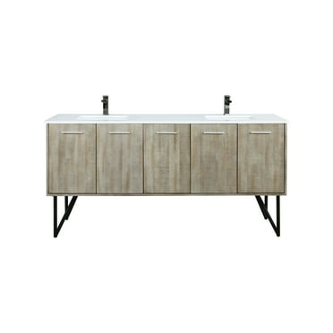 Lancy 72 in W Rustic Acacia Double Bath Vanity, Cultured Marble Top and Faucet Set