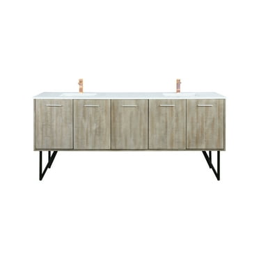 Lancy 80 in W Rustic Acacia Double Bath Vanity, Cultured Marble Top and Faucet Set
