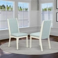 thumbnail image 1 of Lancy Baby Blue Linen Fabric Kitchen Chair Seat with Wirebrushed Linen White Rubber Wood Legs - Set of 2, 1 of 1