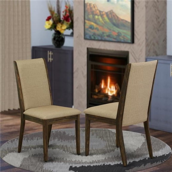 Lancy Parson Chair with Distressed Jacobean Leg & Dark Khaki Fabric - Set of 2