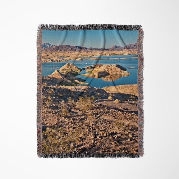 Land And Water Of Lake Mead, Woven Blanket