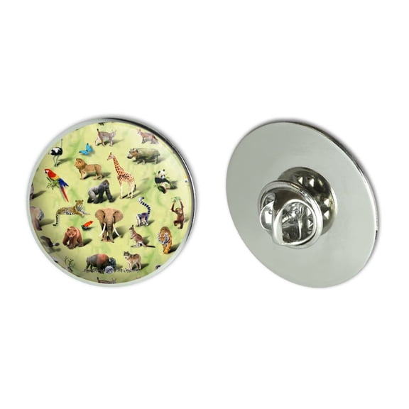 Land Animals Gorilla Lion Fox Giraffe Pattern Metal 1.1" Tie Tack Hat Lapel Pin Pinback