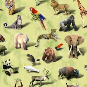 Land Animals Gorilla Lion Fox Giraffe Pattern Premium Roll Gift Wrap Wrapping Paper