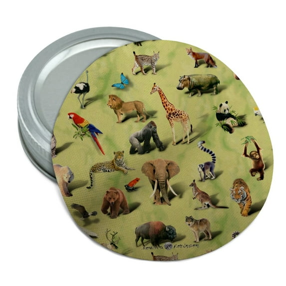 Land Animals Gorilla Lion Fox Giraffe Pattern Round Rubber Non-Slip Jar Gripper Lid Opener
