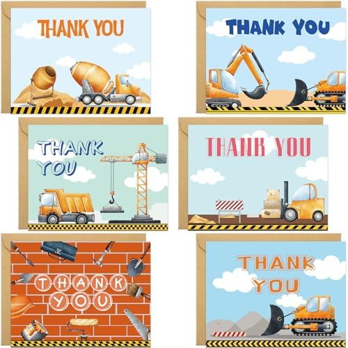 Land Construction Thank You Cards 24 Pack Kids Thank You Notes Greeting Cards With Envelopes Birthday Teacher Gift