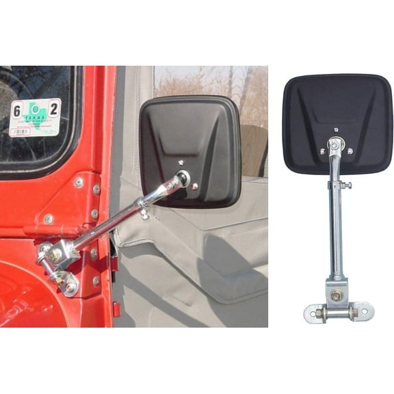 Land Cruiser FJ40 - Mirror Arms & Heads - Telescoping - Hinge Mount - Black - Pair