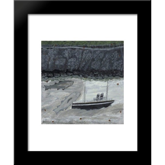 Land, Fish and Motor Vessel 20x24 Framed Art Print by Alfred Wallis