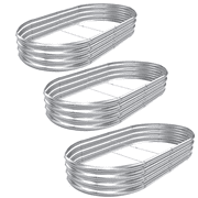 Land Guard 3 pack 8 4 1ft Raised Garden Bed Outdoor Galvanized Planter Boxes, Oval Large Metal Raised Garden Beds for Vegetables
