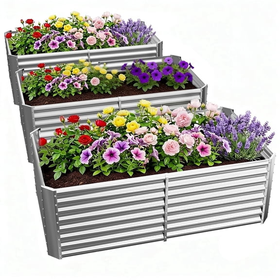 Land Guard 3PS Galvanized Metal Raised Garden Bed 6x3x2 ft, 2FT Deep Root Elevated Planter Box Steel Large Vegetable Flower Bed Kit(Silver)