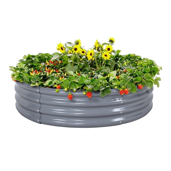 Land Guard 4×4×1 ft Galvanized Raised Garden Bed Kit, Galvanized Planter Raised Garden Boxes Outdoor, Large Metal Raised Garden Beds for Vegetables, Modern Gray