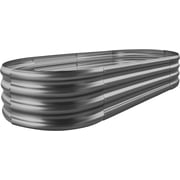 Land Guard 4x2x1ft Galvanized Metal Raised Garden Bed Kit,Oval Planter Box Outdoor for Vegetables, Fruits and Flowers,Nardo Gray